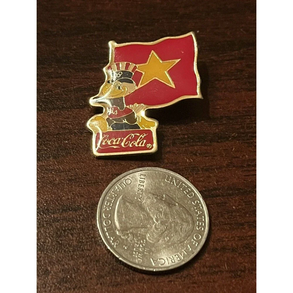 Vintage 1984 Los Angeles‎ Olympics Coca Cola Sam Eagle Vietnam Flag Lapel Pin